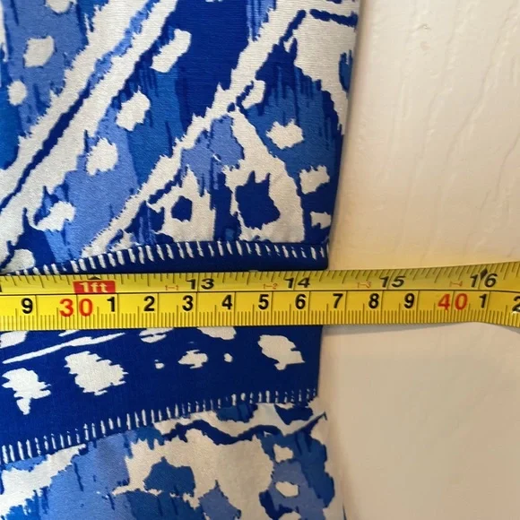 Donna Morgan Silk Classic Blue and White Dress - Picture 7 of 9